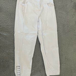 SLIM-SATION BY MULTIPES PULL ON PANTS SZ 8 WHITE PULL ON STRETCH